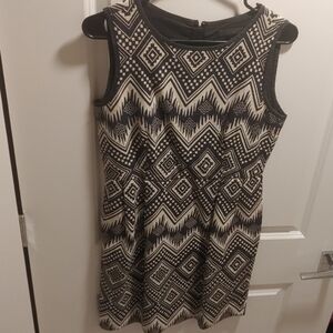 J. Crew Black and Cream Geometric Sleeveless Dress